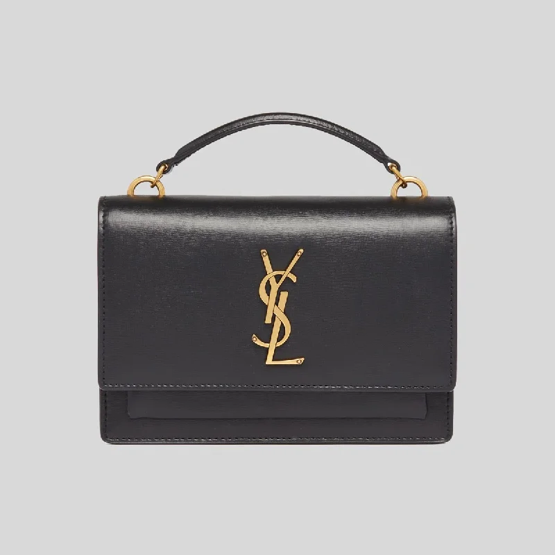 SAINT LAURENT YSL Sunset Chain Wallet In Smooth Leather Black RS-533026D422W