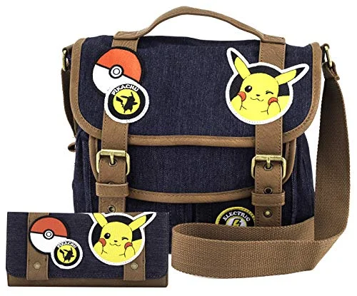 Pokémon Pikachu Patches Messenger Bag and Wallet Set by Loungefly (Multi)