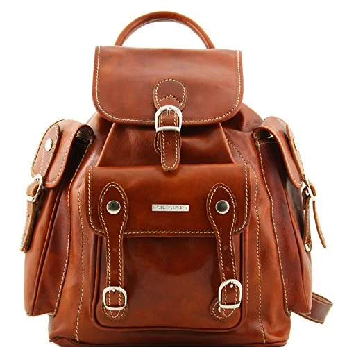 Tuscany Leather Pechino Leather Backpack Honey Leather Backpacks