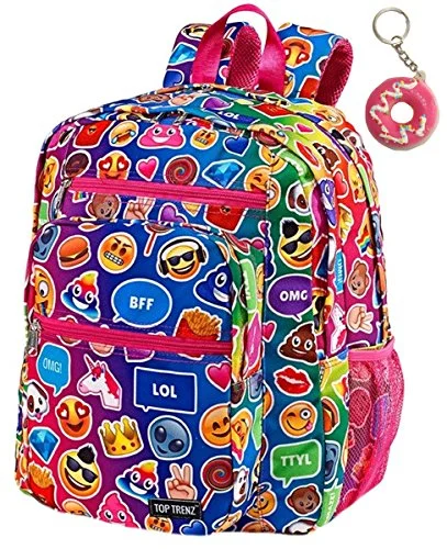 Emoji Funky Pink Large Backpack & Keychain Multi-Pack, Book Bag, School Bag