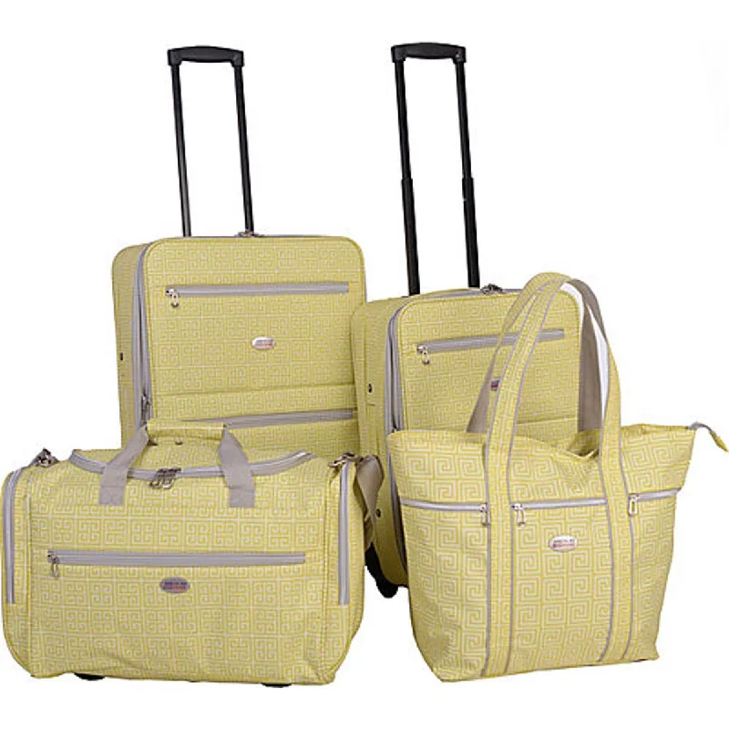 American Flyer Greek Key 4Pc Luggage Set