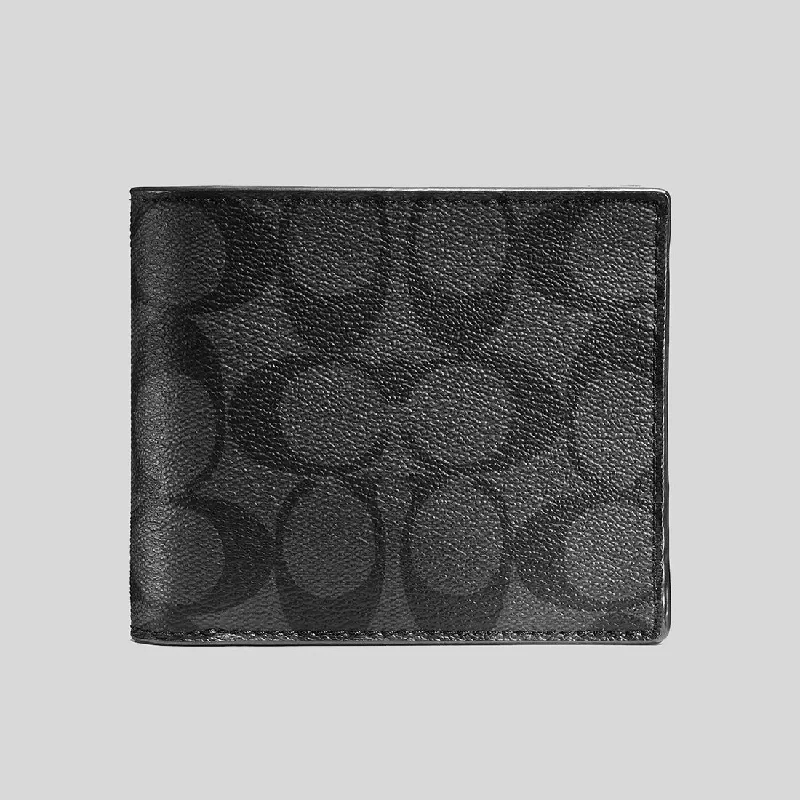 COACH Men's 3 In 1 Wallet In Signature Canvas Charcoal/Black RS-CR905