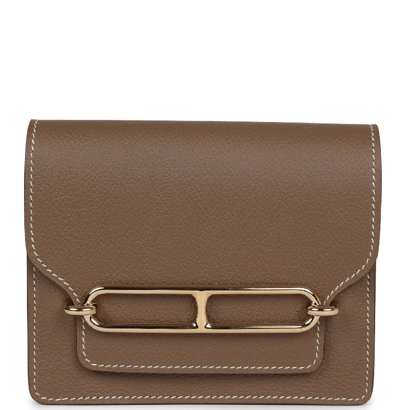 Hermes Roulis Slim Wallet Etoupe Evercolor Gold Hardware