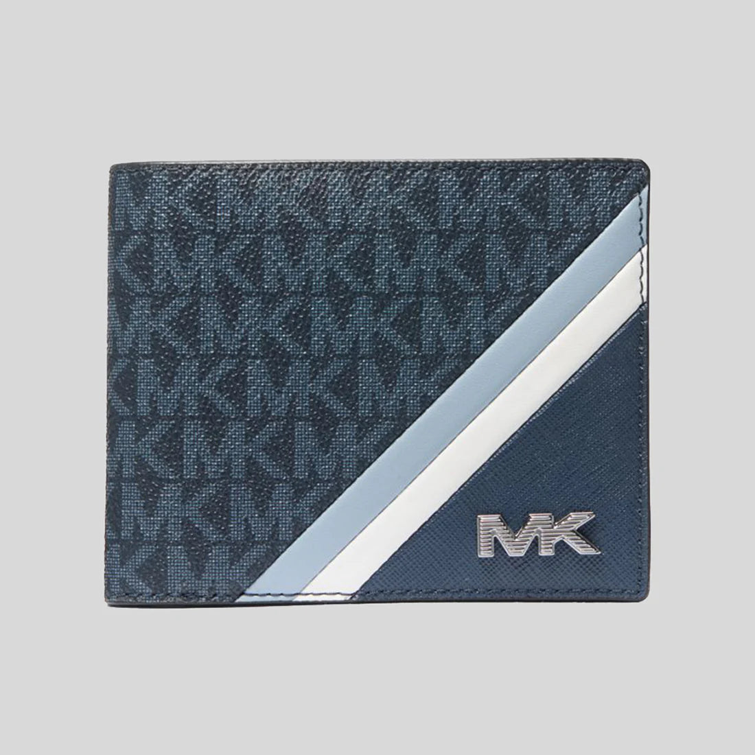 MICHAEL KORS Rivington Striped Logo Billfold Wallet With Coin Pouch Pale Blue RS-36F4LRVF3L