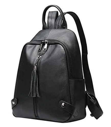 Saierlong Ladies Designer Womens Black First Layer Of Leather Daily Casual Backpack