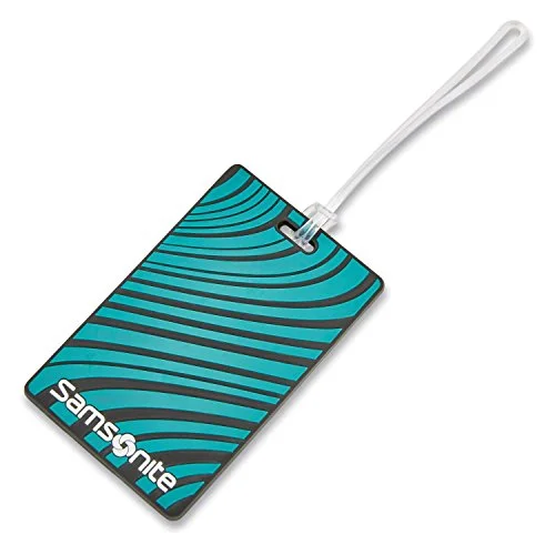 Samsonite Designer Luggage Id Tags, Emerald Teal Stripe