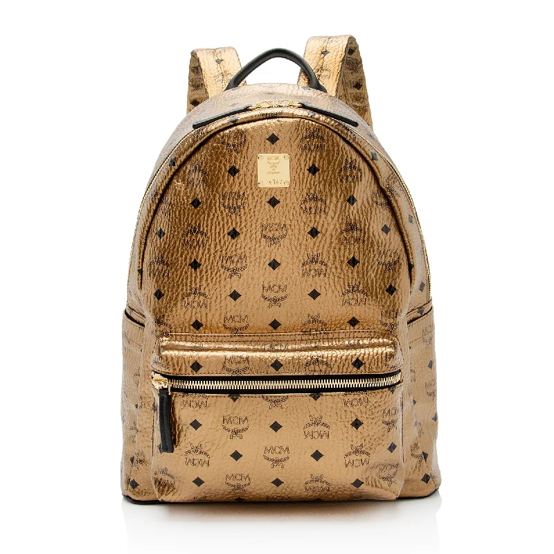 MCM Metallic Visetos Stark Medium Backpack