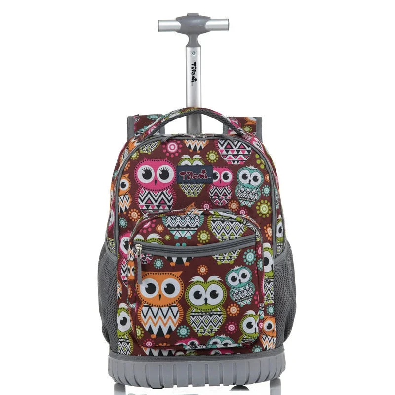 Rolling Backpack Children Trolley School Bags Laptop 18 Inch Multifunction Wheeled Bookbag Travel