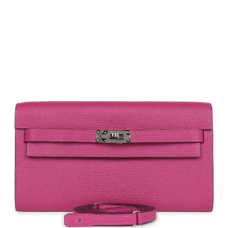 Hermes Kelly Wallet To Go Rose Pourpre Chevre Palladium Hardware