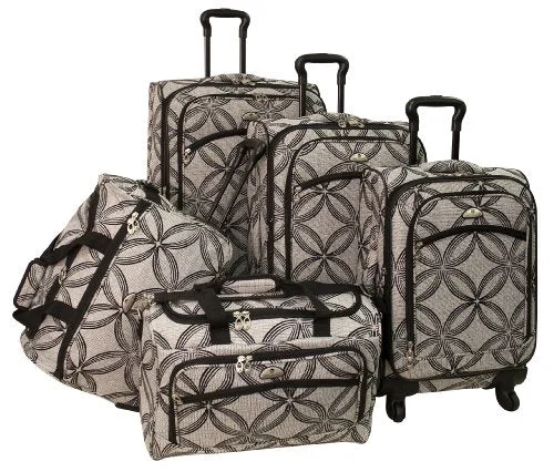 American Flyer Luggage Silver Clover 5 Piece Set Spinner, Black Gray, One Size