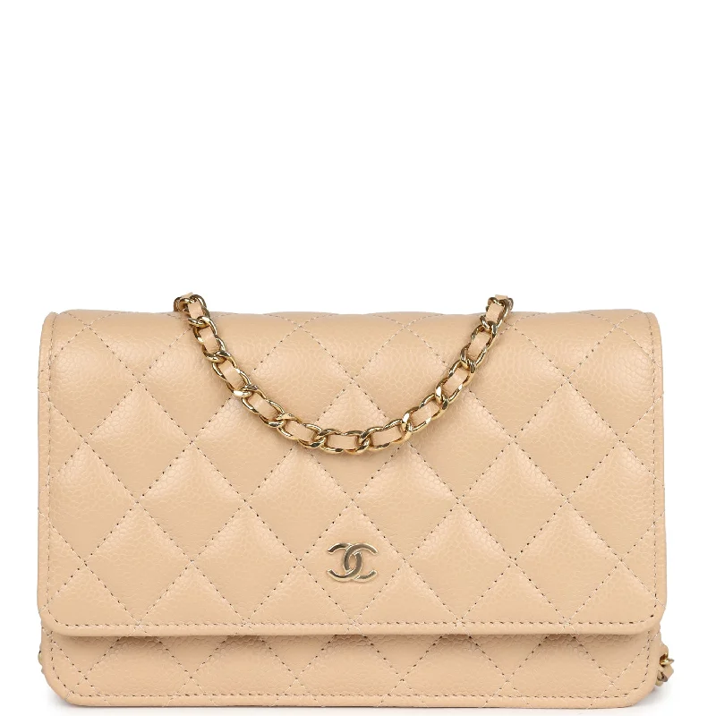 Chanel Wallet On Chain WOC Light Beige Caviar Gold Hardware