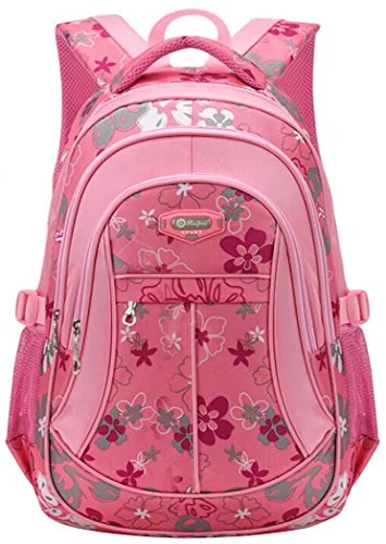 Tinksky Flowers Pattern Backpacks For Girls Elementary School Students Book Bag Pink