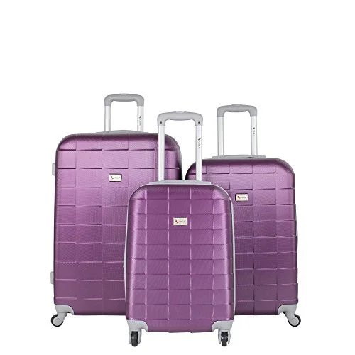 Amka Lightweight Abs Spinner Expandable Luggage Set, Grape, 3 Piece