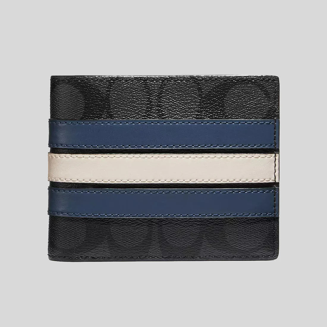 COACH 3 In 1 Wallet In Signature Canvas With Varsity Stripe Charcoal/Denim/Chalk RS-CR958