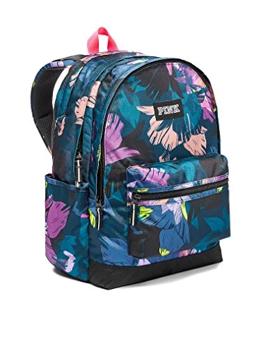 Victorias Secret Pink Campus Backpack Black Floral Print 2017