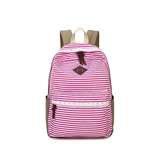 S Kaiko Canvas Backpack School Bakcpack For Women And Men School Bag Stripe Sweet Lace Daypack