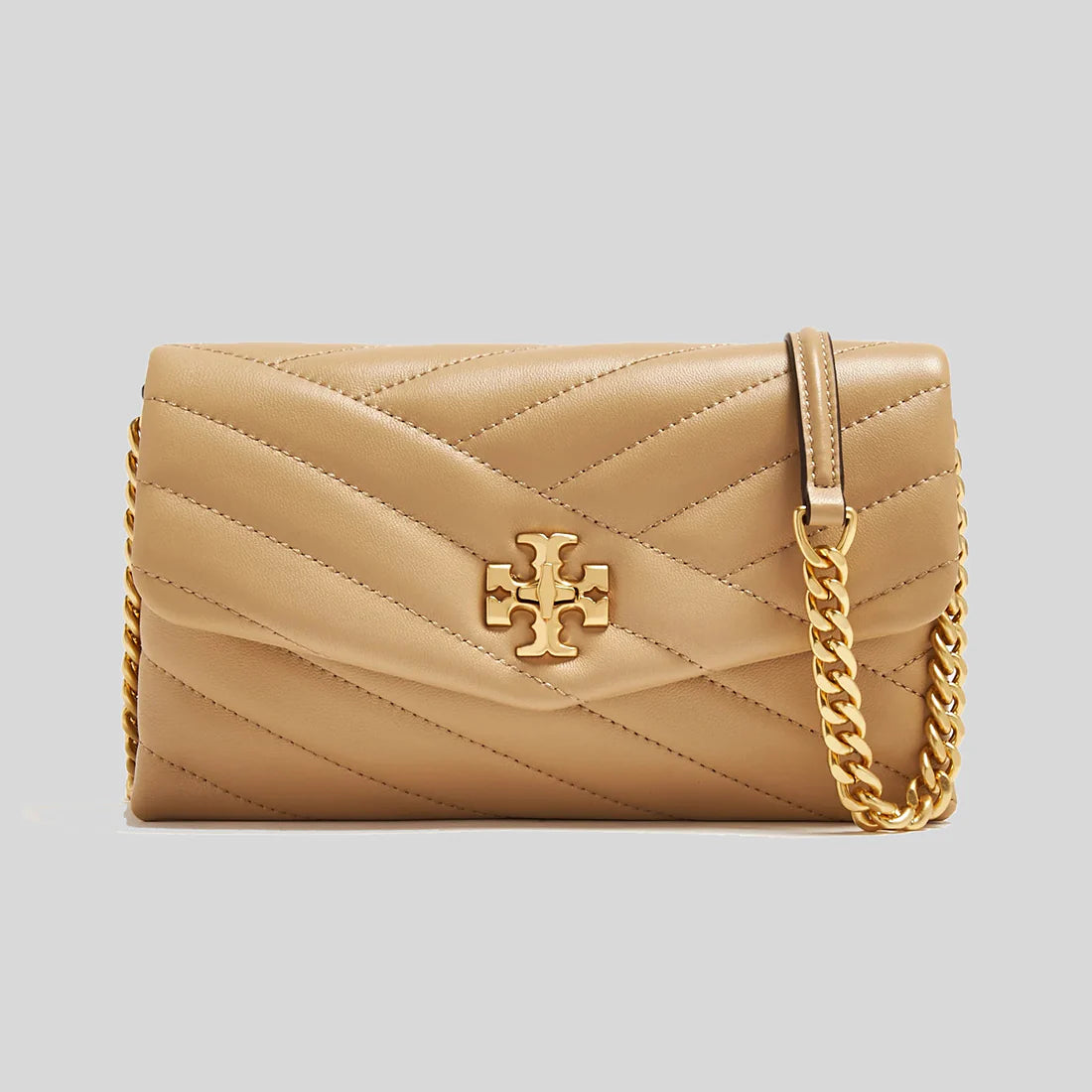 TORY BURCH Kira Chevron Chain Wallet Desert Dune RS-90343