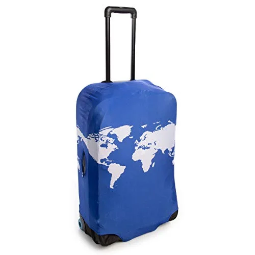 American Tourister Luggage Cover - Cobalt Blue World Map Fits 24 To 27 Suitcase