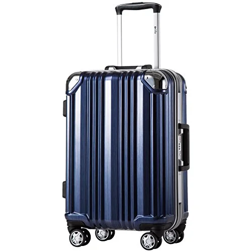 Coolife Luggage Aluminium Frame Suitcase 3 Piece Set With Tsa Lock 100%Pc (L(28In), Blue)