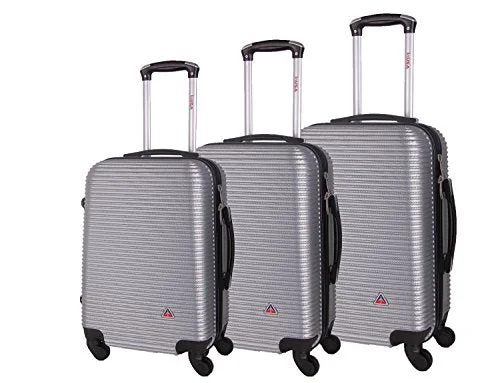 Inusa Royal Collection 3-Piece Lightweight Hardside Spinner Luggage Set Silver