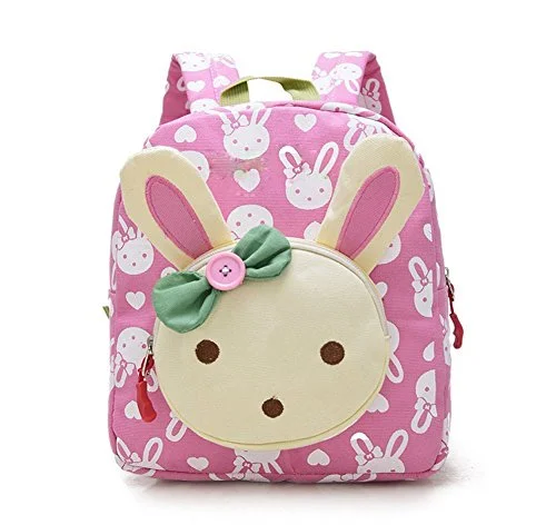 X-Happy Rabbit Animals Kids Book Backpack Baby Girls School Bag (Pink)