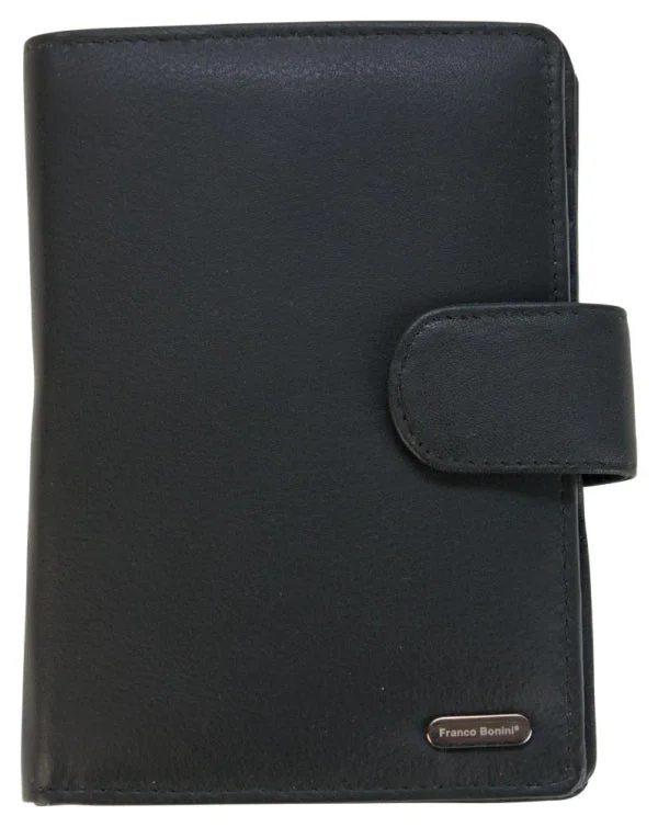 Franco Bonini - 2907 Ladies 22 Card Leather Wallet - Black