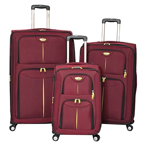 American Green Travel Icon Expandable Luggage Set, Burgundy