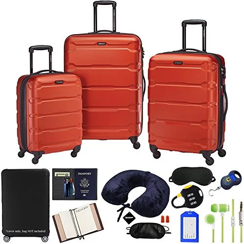 Samsonite Omni 3-Piece Nested Spinner Set - Burnt Orange with Accessory Kit