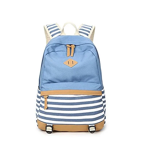 S Kaiko Stripe Canvas Backpack School Bakcpack For Women And Men School Bag Daypack Rucksack