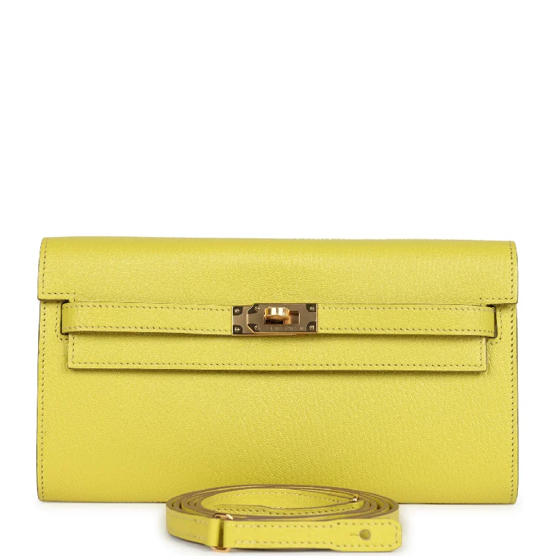 Hermes Kelly Wallet To Go Lime Chevre Mysore Gold Hardware