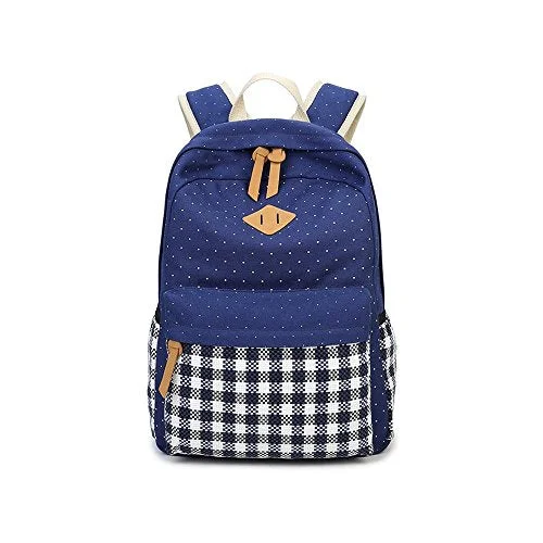 S Kaiko Grid Pattern Canvas Backpack School Backpack For Women And Men School Bag Daypack