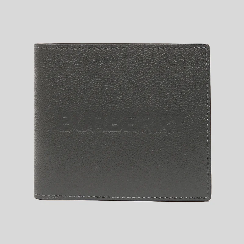 Burberry Embossed Logo Leather International Bifold Wallet In Charcoal Grey RS-80528821