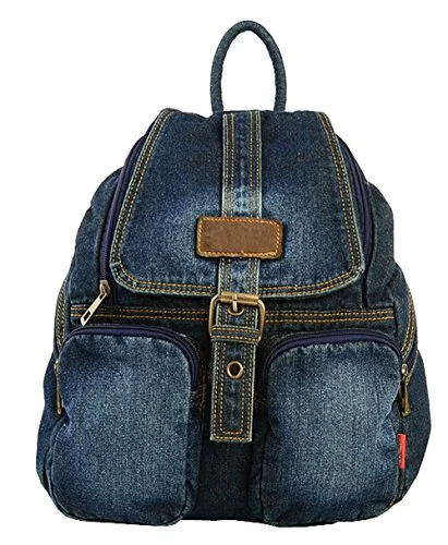 Saierlong Women'S And Girl'S Denim Backpack Jean School Bag Travel Bag Blue