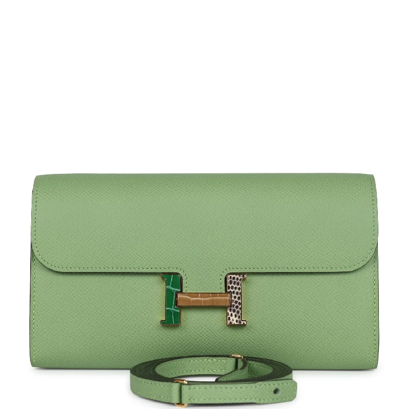 Hermes Constance Wallet To Go Vert Criquet Epsom Marquette Gold Hardware