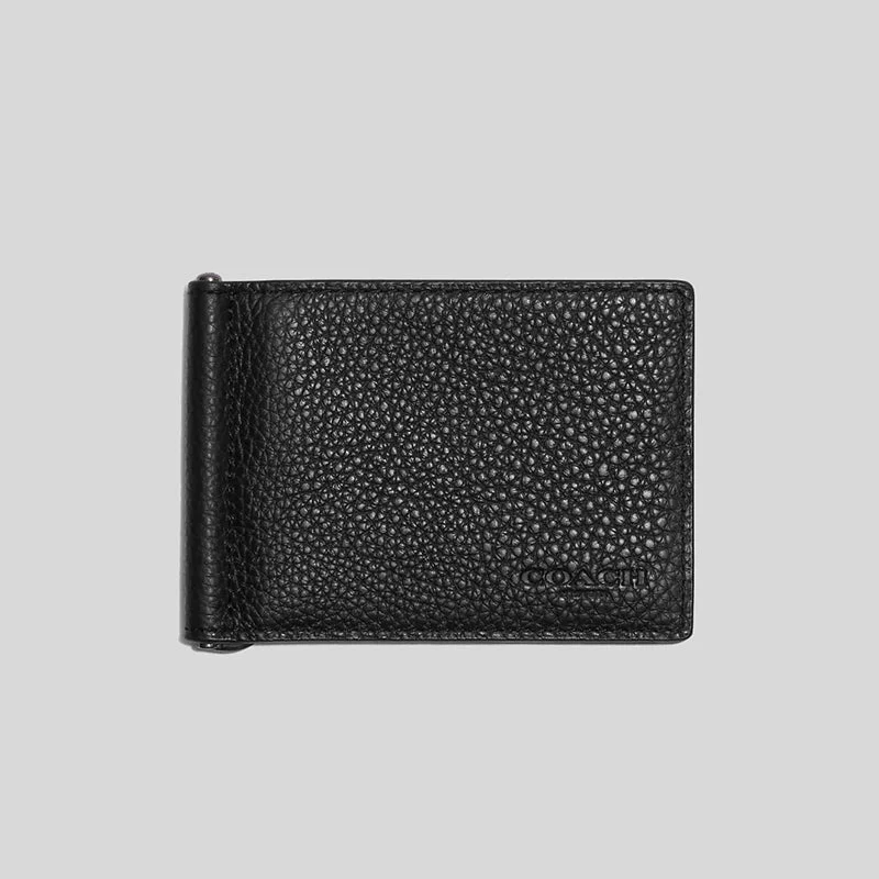 Coach Slim Money Clip Billfold Wallet Black RS-CH090